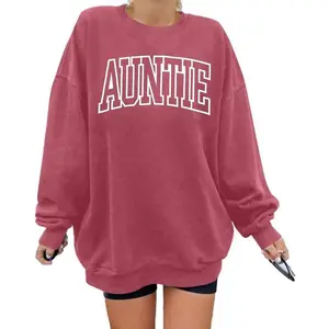 Womens Aunt Sweatshirt Cool Aunt Crewneck Sweatshirt Auntie Letter Print Long Sleeve Pullover Top Casual Cotton