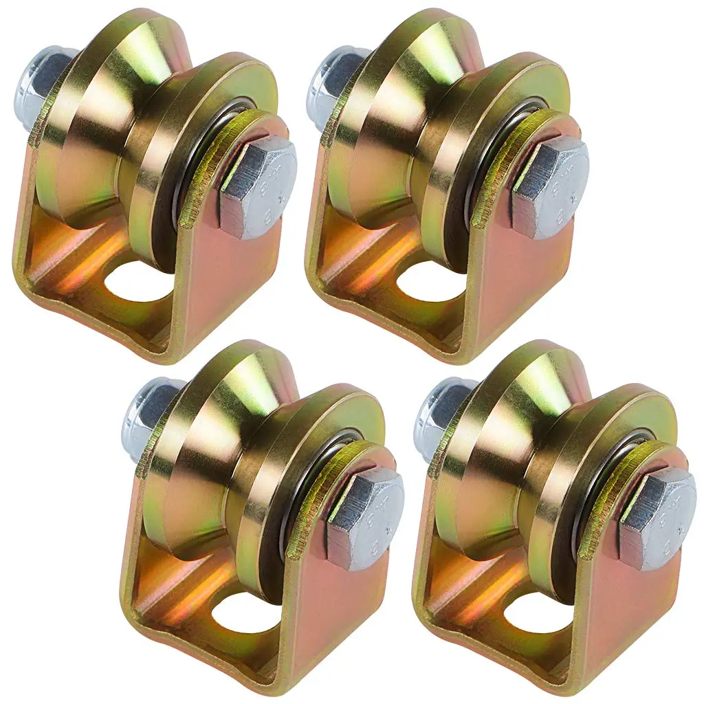 V Groove Caster 1.25 inches, Sliding Gate Wheel, Rigid Caster with Bracket for Inverted Track, Rolling Gate, Sliding Gate, Industrial Machines, Load Capacity 300lbs Per Wheel, Pack of 4