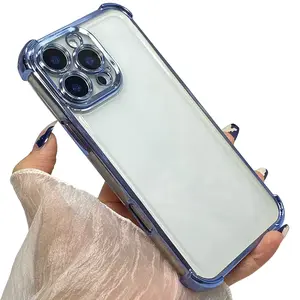 Luxury Four Corners Anti-drop Plating Clear Shockproof TPU Phone Case for Samsung S25 S24 S23 S22 Ultra Plus S24 FE S25 Edge Lens Protect Case Back Cover