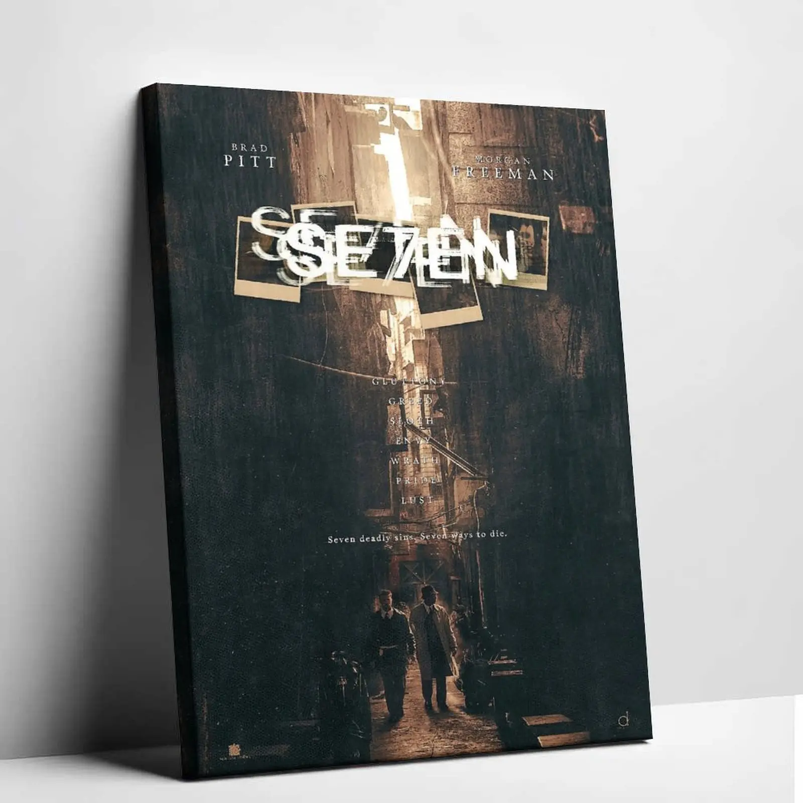 Se7en Movie Poster Canvas Wall Art - Classic Crime Thriller Film Print, Vintage Detective Decorative Painting, Retro Noir Aesthetic Wall Hanging, Creative Gift for Movie Fans (Bedroom, Office Home Decor)