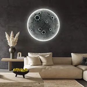 40-Inch Realistic Resin Moon Wall Light with Resin Moon Shade – Plug-In Dimmable LED Sconce, Remote Control, 38W Main/15W Night Light, Meteorite Crater Texture, 1.75in Thick Wall-Mounted Decoration for Home Mood & Ambient Lighting