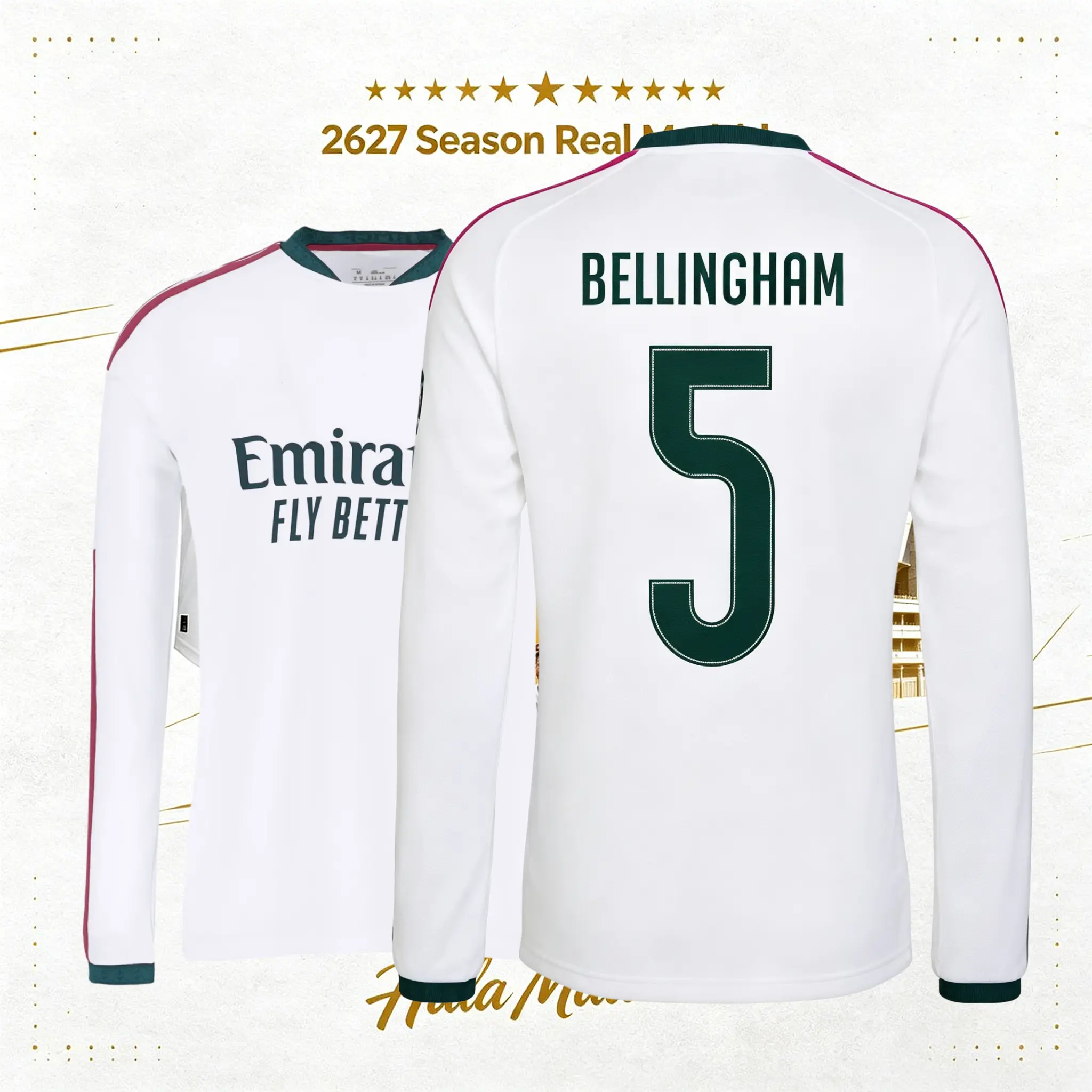 2627 White Bellingham #5 Home Long-Sleeve Soccer Jersey