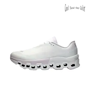 White & Light Purple Breathable Knit Running Shoes, Lightweight Cushioned Athletic Sneakers, Non-Slip Shock Absorbing Trainers for Men Women