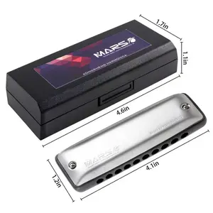 KONGSHENG Mars 10-Hole Harmonica with Case– Easy to Play, Bright Tone, Perfect for Beginners