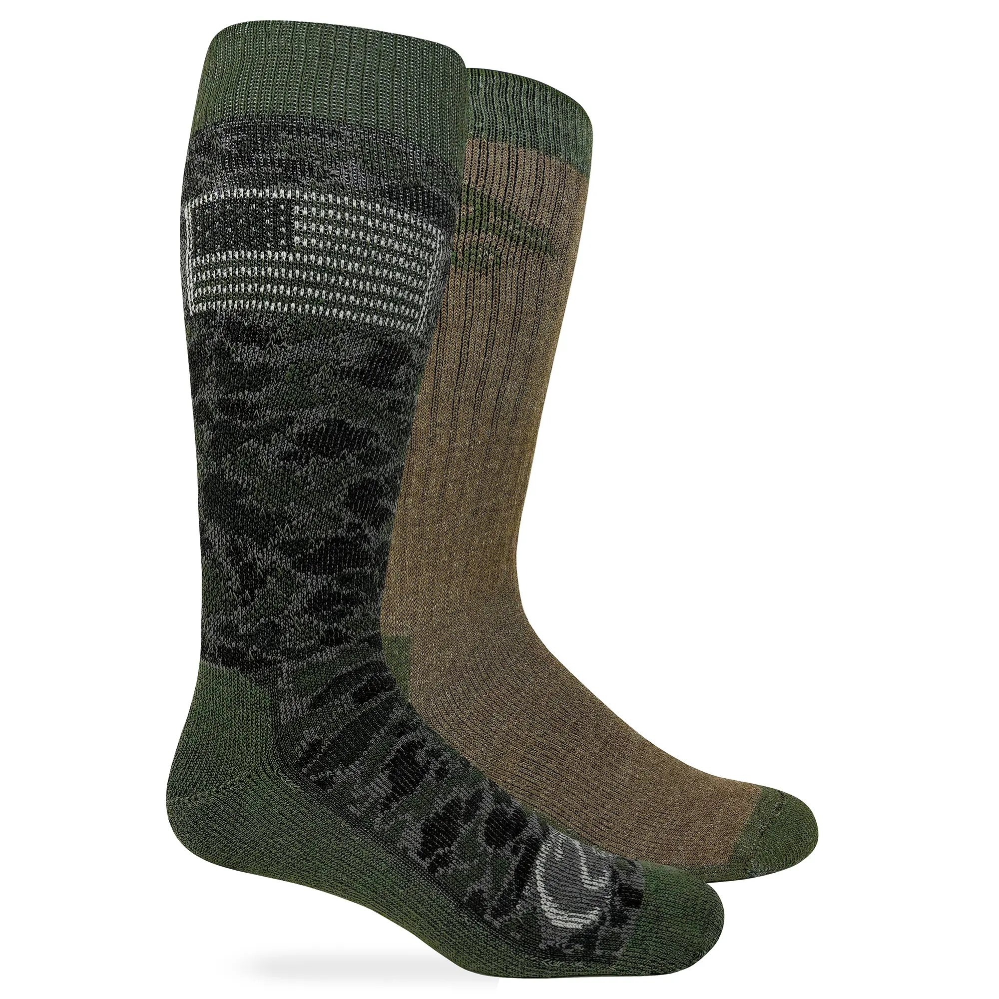Ducks Unlimited Men's Camo USA American Flag Merino Wool Boot Socks 2 Pair Pack Camouflage Knit Menswear