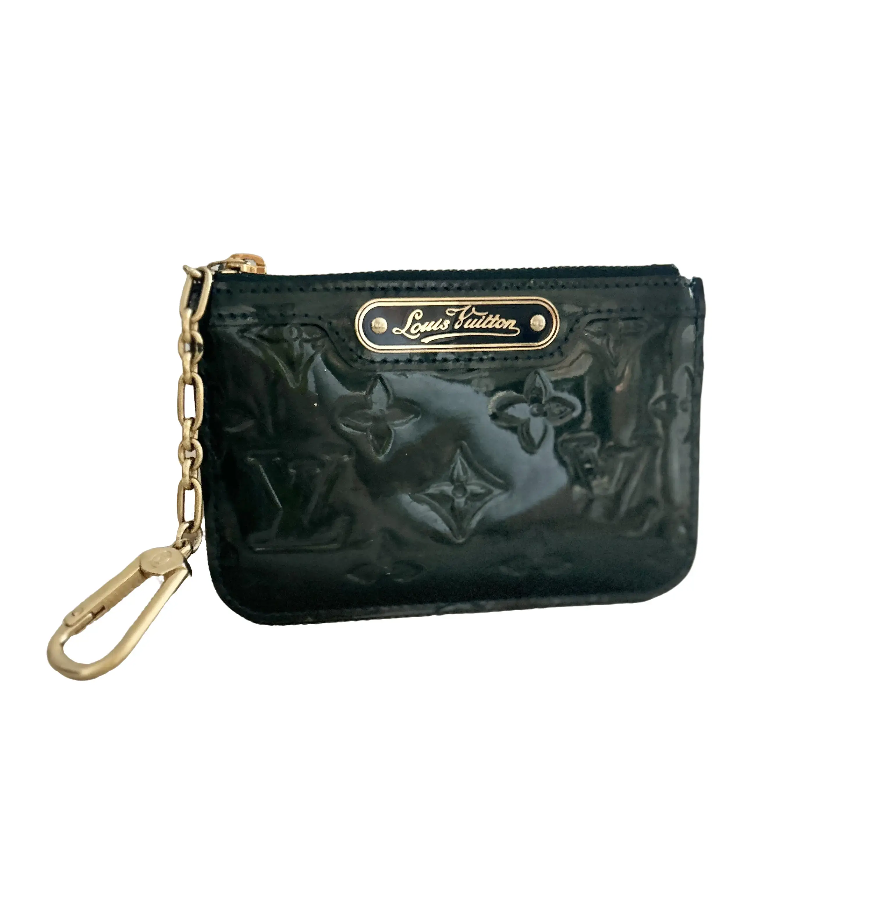 Pre-owned Vernis Leather Small Leather Goods Louis Vuitton Vernis Key Pouch Green