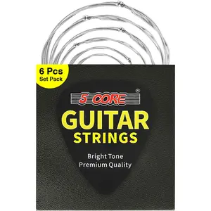 5 Core Acoustic Guitar Strings Brass Heavy Duty Extra Light Gauge High Carbon Steel Core Bright & Powerful Tone 6 String Set for All Acoustic Guitars