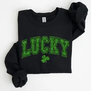 Lucky, Glitter Shamrock, St Patrick's Day Sweatshirt