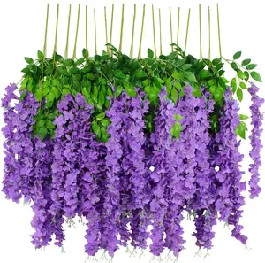 6 Pcs Artificial Hanging Plants, High-Quality Antioxidant Artificial Flowers, Artificial Wisteria Plants, Artificial Plants for Home Decor, Wall Decoration, And Wedding Party Decoration.