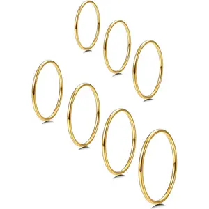 MILACOLATO 1mm Stainless Steel Stacking Rings for Women Thin Gold Plain Band Rings Stackable Knuckle Rings Thumb Pinky Midi Rings Comfort-Fit Size 3/4/5/6/7/8/9
