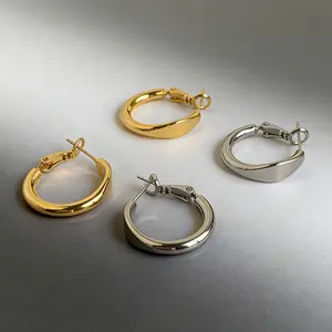 Gold/Silver Small Hoop Earrings for Women, Minimalist Plated Copper Earrings, Elegant Daily Jewelry