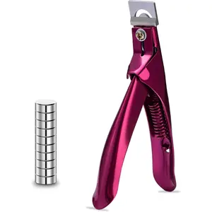 Nail Cutter with Magnet Sizer & Length Measurement,Adjustable Stainless Nail Trimmer for Salon Home Nail Art, Professional Nail Clippers for Precise Manicures(Violet Red)