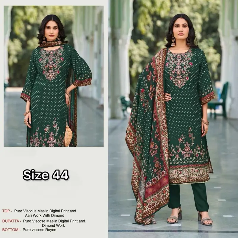 Women's Printed Salwar Kameez, 3-Piece Casual Ethnic Wear with Embroidery, Mirror Work, and Tassel Dupatta, Indian Attire