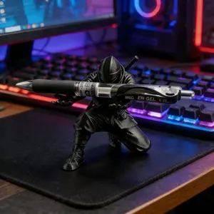 1pc3D Printed Ninja Samurai Pen Holder, Creative Desktop Organizer, Fits Ballpoint Pens & Pencils, Non-Slip Storage, Design, Office Gift