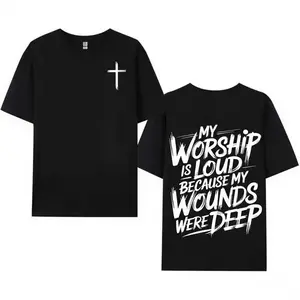 My Worship Is Loud Because My Wounds WereDeep Unisex Washed Christian Shirt, ChristianScripture T-Shirt, Vintage Retro Washed ShirtDouble Sided Printed
