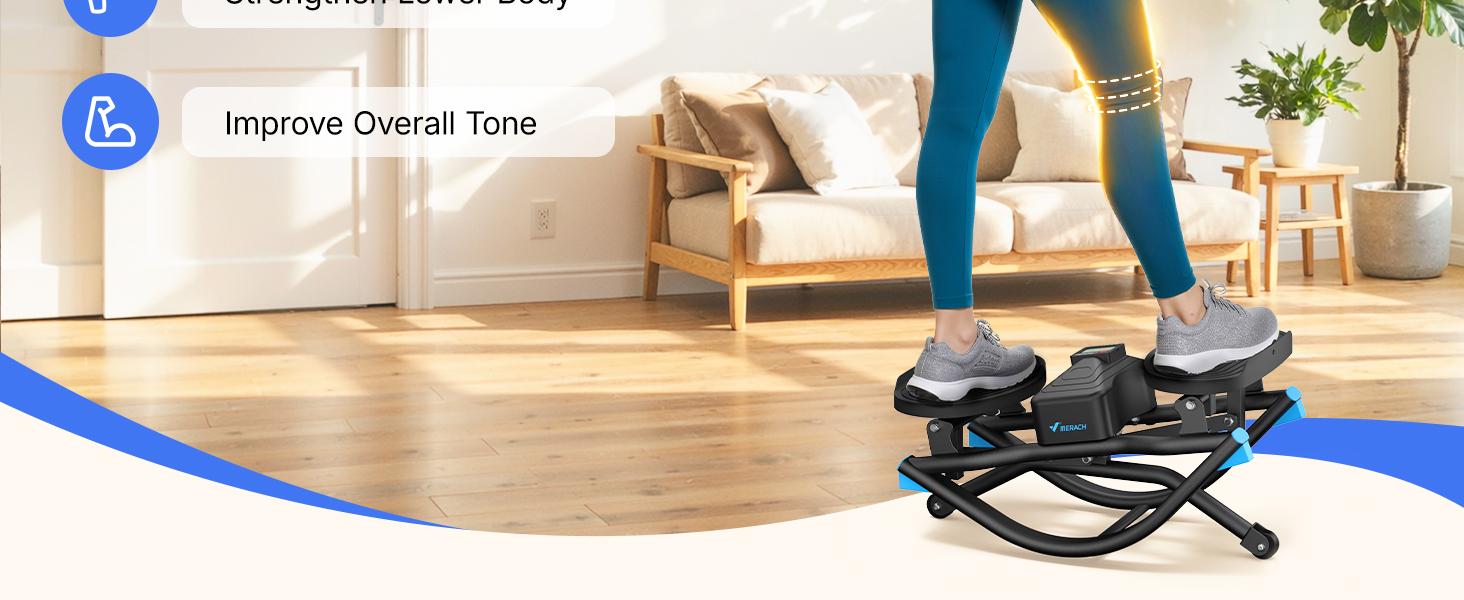 Merach Rocking Stepper Ski Machine with 3D Motion Stepper Design Side Sepper Machine for Home Workout - 330 lbs Capacity, Compact & Space-Saving Design, Built-In Counter