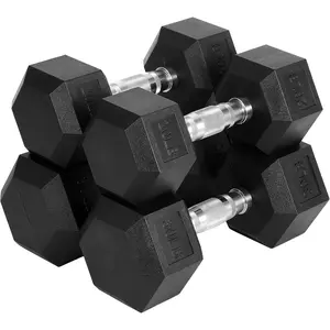 100 Lb Set(Pair of 20, 30)PVC Hex Dumbbell Set: Cast Iron Core, Anti-Roll & Knurled Handle for Home Gym