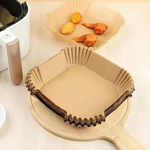 50Pcs 8in Square Non-Stick Food Grade Kitchen Air Fryer Parchment Liners, Disposable Fit for 5-8QT Baskets
