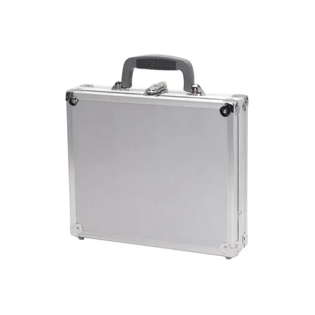 Men's Silver Aluminum Briefcase (212 MAIN TZ PKG-13 S) - 3" H x 11" W x 13" L, 4 lbs, Key Lock Latch, Removable File with Pockets, Riveted Corners, Rubber Over Metal Construction, Handle, Smooth Aluminum Panels, Pen Loops in Lid