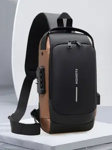 Men's Anti-Theft Crossbody Bag with Combination Lock, Adjustable Shoulder Strap, Durable Fabric, Zipper Pockets, USB Charging Port