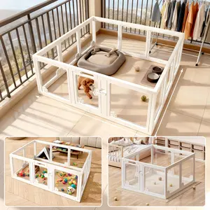8/10/12PCS Acrylic Indoor Dog Playpen for Puppies and Small Dogs, 24 Inch, 10 Panels, White,  Easy Assemble Clear Pet Pen for Puppy Bunny Cat Pig, Sturdy & Easy Cleaning Plastic Dog Puppy Fence