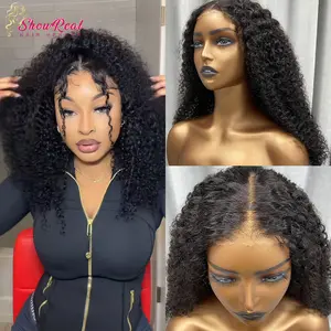 Showreal Pixie Kinky Curly Ready Go Glueless Wigs Black Color Pre Cut Pre Bleached 7x5 Pixiecurly Closure Wig Highlight Blonde 200% Density Human Hair Wig Pre Plucked Lace Front Wigs