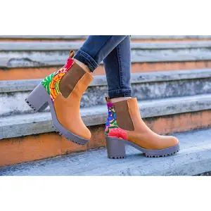 Koi Embroidery Boots Tan Koi Embroidery Boots Tan