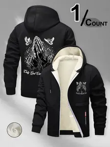 Trendy Religious Hoodie with 'only God Can Judge Me' Print, Casual Fitted Design, Winter Cartoon Pattern, Streetwear Style