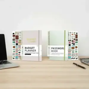 Monthly Budget Planner & Password Keeper Bundle, 2pcs A5 Paper Notebooks with Undated Expense Tracker and Internet Password Log for Personal Finance and Security