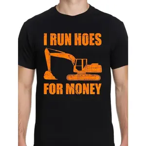 Excavator Graphic Workwear T Shirt for Men Funny Construction Tee Heavy Equipment Digger Operator Shirt Streetwear Crew Neck Short Sleeve Cotton Top