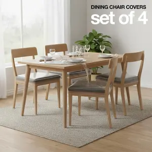 Houseables Plastic Chair Covers, 4 Pack Set Fits 16-18 Inch Plastic Seat Covers for Dining Chairs, Seat Protectors, Vinyl, Waterproof, Clear Cushion Protector for Cats, Kids, Kitchen Room Table