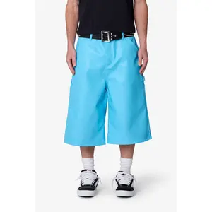 mnml Ultra Baggy Leather Work Shorts - Blue