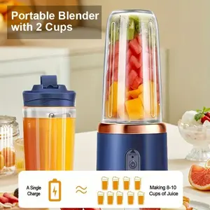 Portable Double Cup Fruit and Vegetable Juicer Food Grade ABS Rechargeable Battery Multifunction Kitchen Juicing Tool for Summer Use