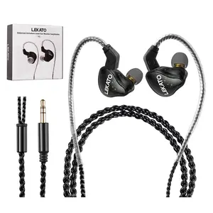 LEKATO In Ear Monitors H5 Headphones,Hybrid Hifi Earphones for Musicians Singers, Detachable 2Pin Cable 1BA+1DD Wired Gaming Earbuds Professional Deep Bass Sound Isolating