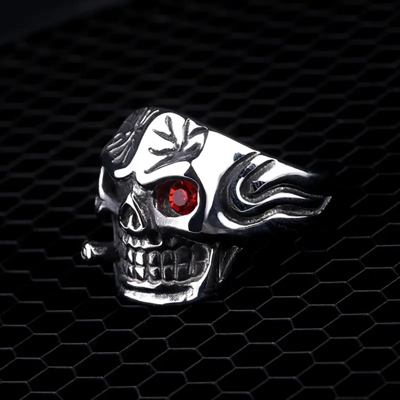 Light Luxury Skull Cigar Ring - European-American Dark Gothic Punk Style, Retro Goth Edge Retro Skull Flair, Dark Aesthetic Rings, Daily Wear Costume Jewelry, Ideal Gift for Boyfriends & Goths, Biker Accessory