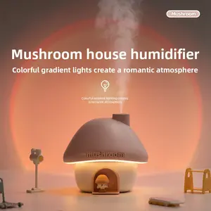 Mushroom House Humidifier Home Office Desktop USB Charging Atmosphere Light Humidification Ornament Creative Gift