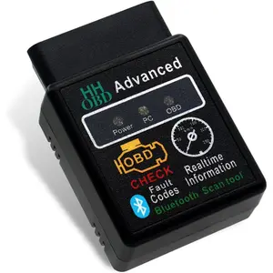 OBD2 Diagnostic Tool, Plug and Play Real-time Code Reader, Reset and Clear Engine Light Scanner with  App,  Mini  Device for  Phone Systems (Black)
