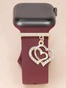 Hollow Out Heart Charm Watch Band Decoration Ring, Rhinestone Decor Watch Band Charm, Watch Accessories for Apple Watch Bands, Gift for Friends