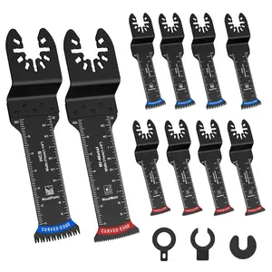 10 PCS Extra Long Oscillating Saw Blades, Curved Edge Bi-Metal and Japanese Teeth Multitool Blades Precise Cut for Wood Plastic Nails Metal, Multi Tool Blades Kits Fit Dewalt Milwaukee Bosch 70MM