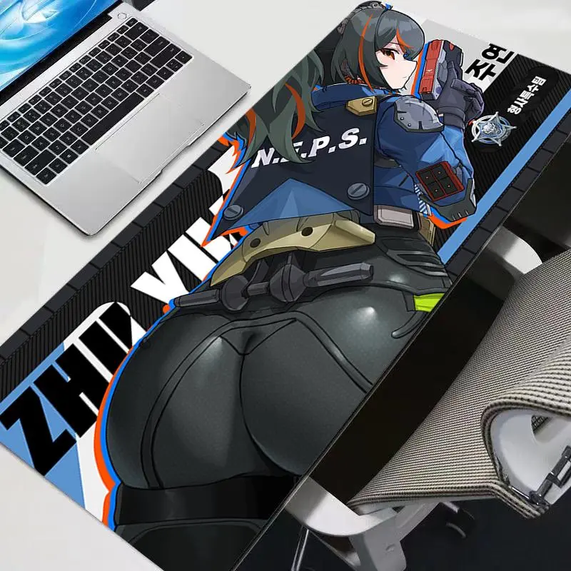 Large Gaming Mousepads Zenless Zone Zero Zhu Yuan Computer Soft Mousepad 90x40 Desk Pads For PC Keyboard Mats non-slipTable Rug