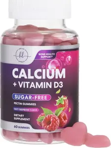 Calcium Supplements for Women - Sugar Free Calcium Gummies with Vitamin D3 for Bone Strength, Teeth & Immune Health Support, Natural Chews for Women & Men - Raspberry Flavored & Non-GMO - 60 Gummies Healthcare Zinc