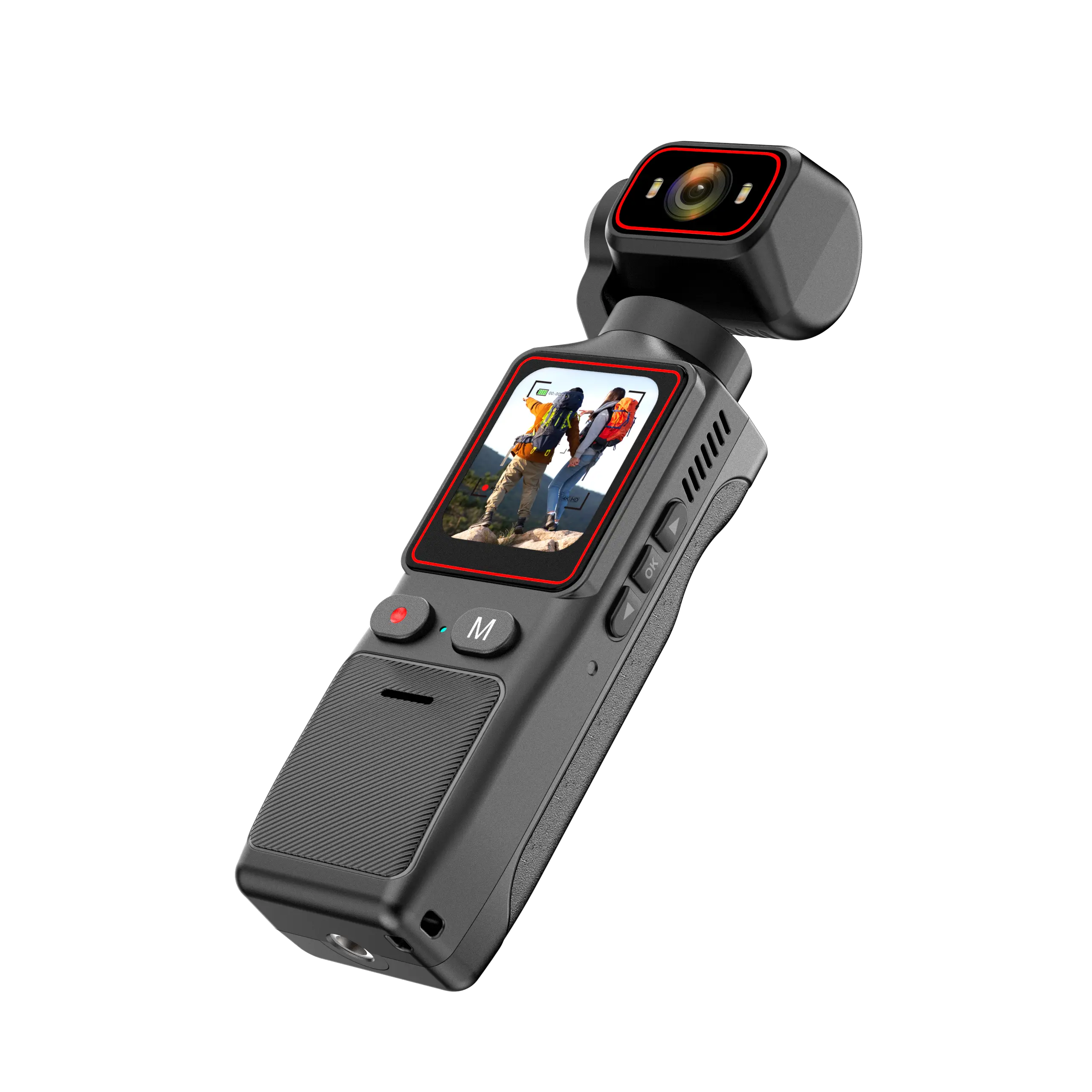 【DealsForYou】2.7K Pocket Camera with 1.96-inch Display - 180° Swivel 150° Ultra Wide Angle Lens - WiFi & App Control - 2000mAh Battery (6 Hours Working Time) - Image Stabilization & Loop Recording