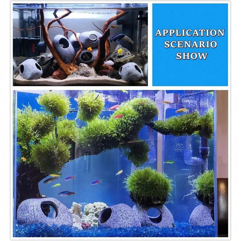 Aquarium Cave Rock Decoration Fish Tank Accessories, Hideaway Bowl for Shrimp Cichlid Small Fish, Decorative Stone House for Aquariums