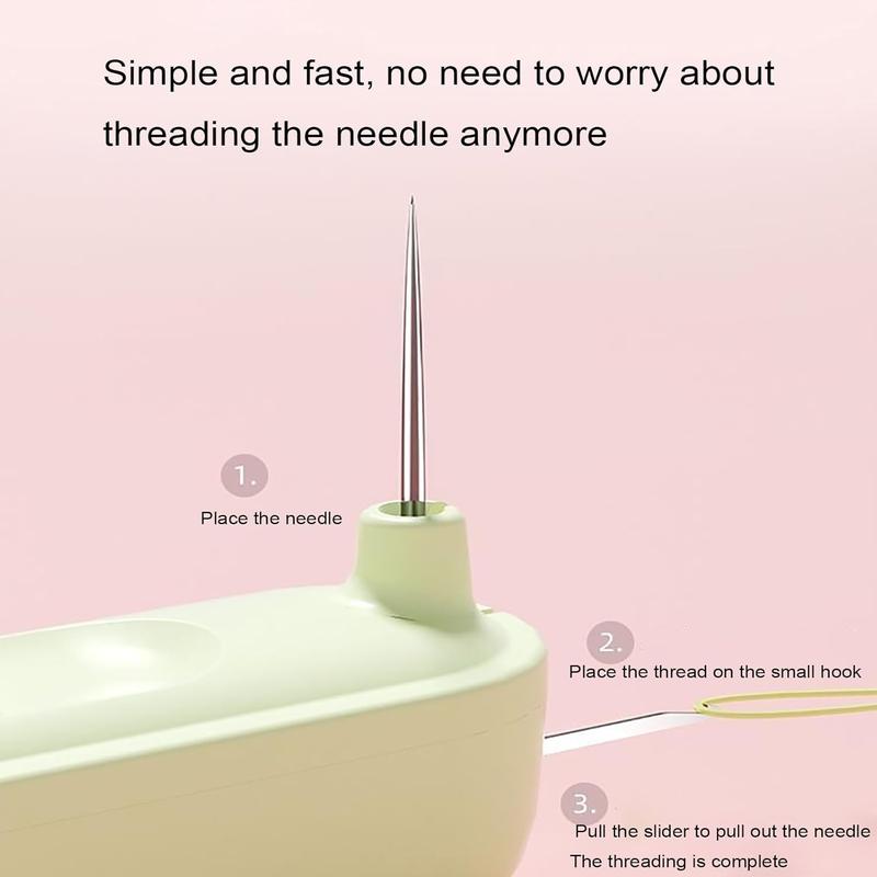 2Pcs Plug-in Needle Threader, 2 in 1 Threading and Thread Removal Tools, Stretchable Remover Needle Threading Tool for Hand Sewing Knitting Craft Quilting Supplies