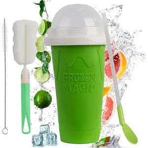 Slushy Cup Maker,Large Slushie Maker Cup 500ml,Double Layers Silicone Slushie Cup Maker Squeeze Cup,Quick Frozen Magic Slushy Maker Cup,DIY Slush Cup,Cool Stuff Gifts for Kids and Family - Blue