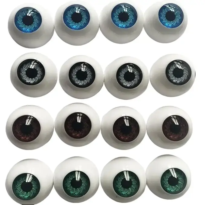 8 Pairs No Bubble Realistic Acrylic Eyeballs - 22mm(0.87in) Size, 20mm Half-Round & Flat Side, 3-Dimensional Deep Full Shape for Halloween Props, School Projects - Home Improvement Building Supplies