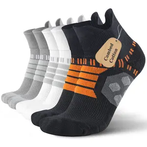 5-Pack professional sports running socks, non-slip and wear-resistant, pressure-resistant, cushioning, breathable and versatile men's sports basketball badminton socks, autumn and winter thickened cotton socks, teenagers, sweat-absorbing, breathable, soft