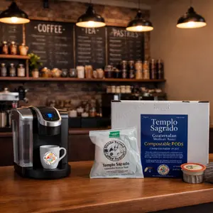 Templo Sagrado Compostable Keurig Pods Guatemala Medium Roast Smooth Balanced Coffee Rich Notes Freshly Ground Planet Friendly 12 or 24 Pack