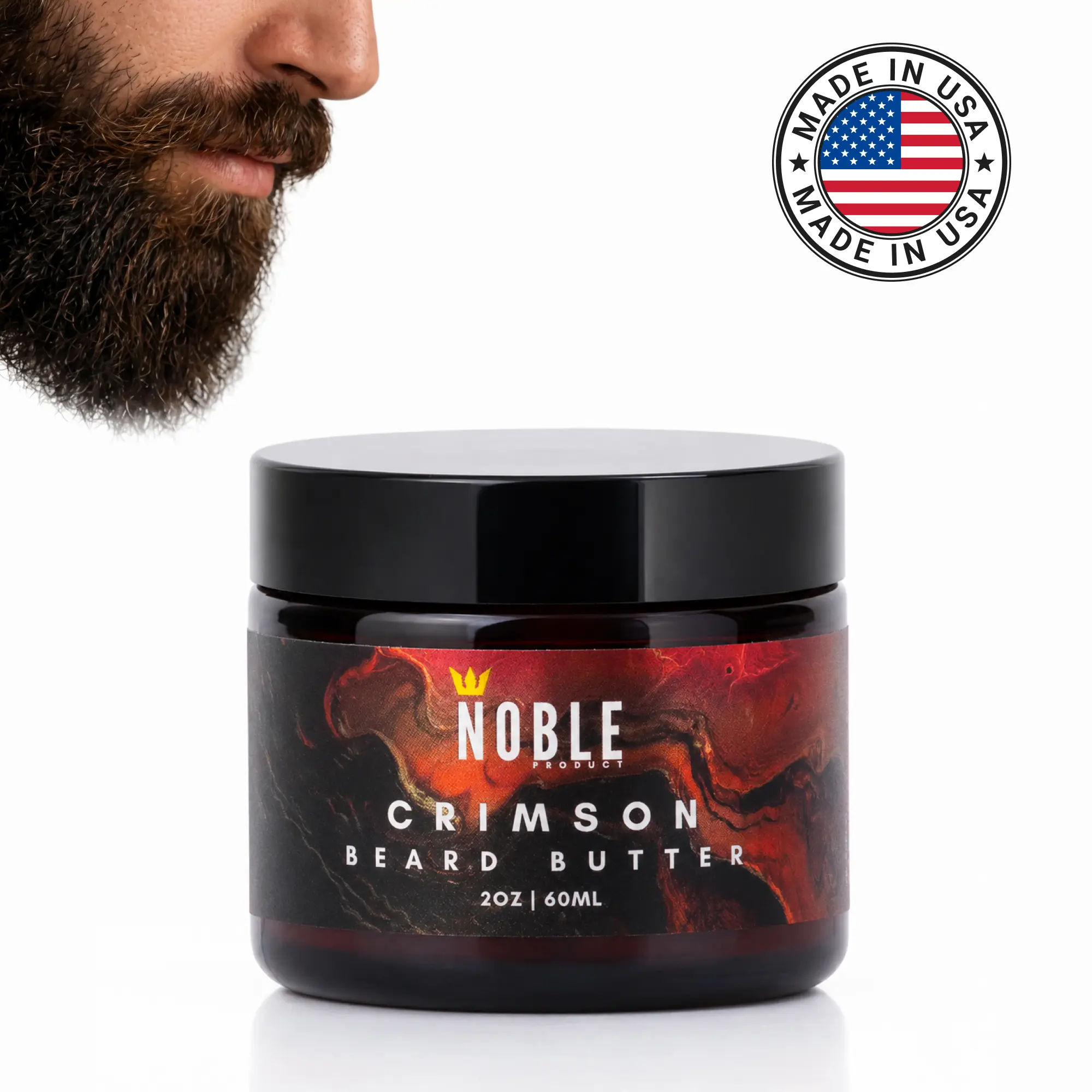 CRIMSON Beard Butter for Men | Dark Cherry & Warm Woods Scent | Deep Conditioning Beard Balm | Softens, Moisturizes & Tames Beard Hair | 2 oz