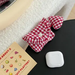 Fashion Plaid Pattern Earphone Case with Keychain, Cute Earphone Storage Bag, Earphone Protective Cover Compatible with AirPods, Headset, Earbuds Gift